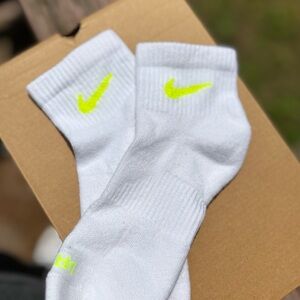 Nike Ankle Socks With Neon Yellow Rhinestones